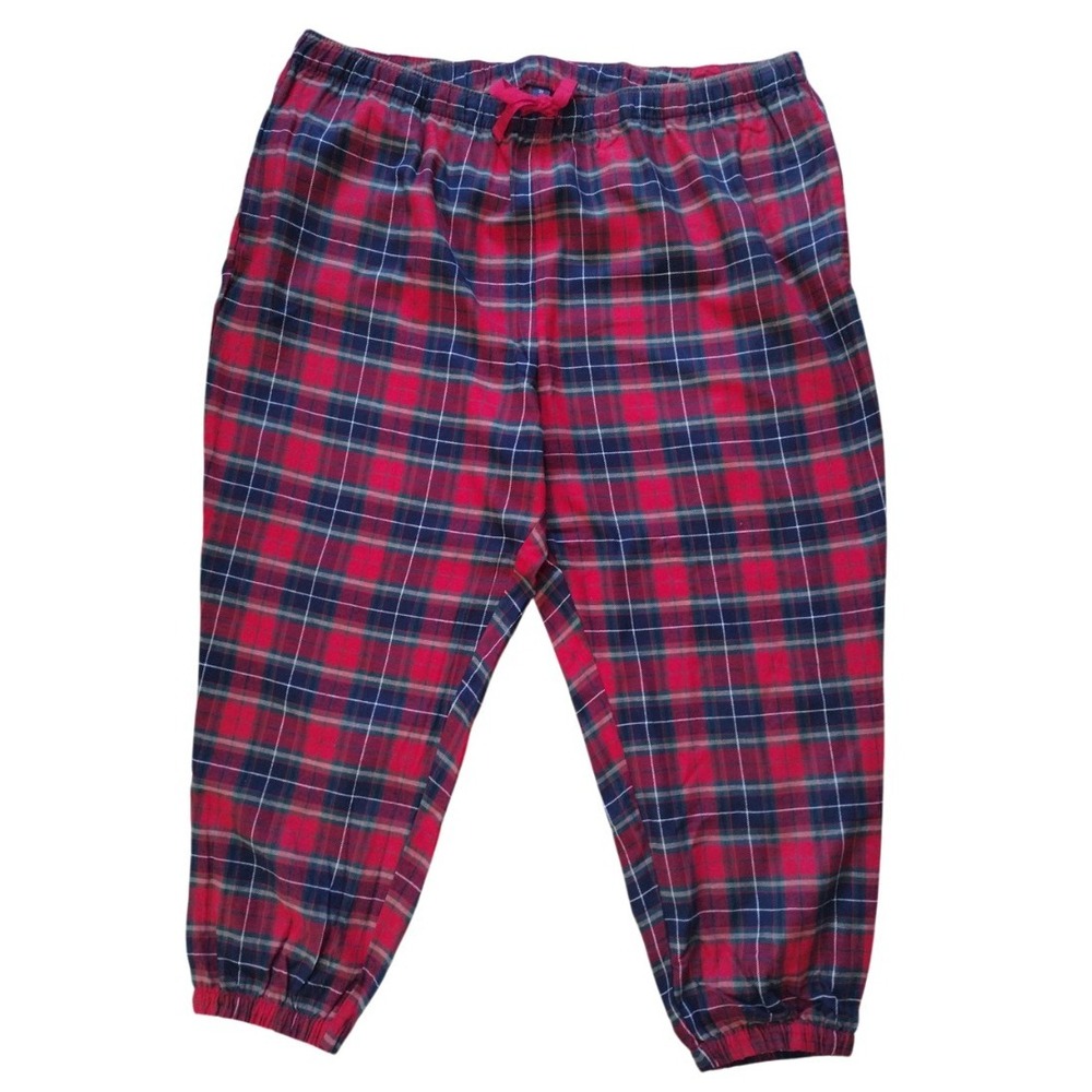 Old Navy‎ Pajama Joggers Women's Plus 3X Red Navy High-Waisted Flannel Plaid